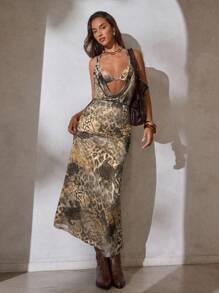 Aloruh Leopard Print Sexy Vacation 2 In 1 Dress - Multicolor - View 4