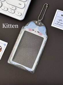 1PC Transparent Glitter Cute Frog Penguin 3 Inch PVC Student ID Card Holder Girls Kawaii Random Photo Card Sleeve Collectible Pocket Storage Protector For School College Accessories - Multicolor - View 6