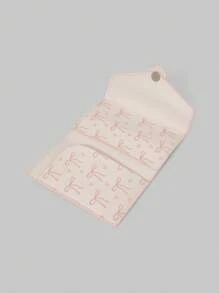 ROMWE Kawaii 可爱粉红蝴蝶和泰迪熊印花紧凑型卡夹 - 粉色 - 查看 5