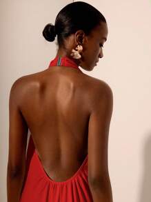 Zivah Lễ hội âm nhạc mới Xuân/Hè 2025, Lễ Phục sinh, Ngày Thánh Patrick, Phong cách phương Tây, Du mục, Tiệc sinh nhật, Tốt nghiệp, Phong cách đại học, Trang phục sinh viên, Thường ngày, Đa năng, Giải trí, Du lịch du thuyền, Bãi biển, Tắm nắng, Lan truyền, Thời trang đường phố, Khách dự tiệc cưới Boho, Đi làm, Ăn trưa, Sân bay, Váy maxi cổ chữ V sâu buộc dây họa tiết màu trắng, Váy maxi hở lưng - Đỏ - Xem 5