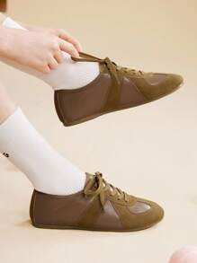 CUCCOO EASI Giày thể thao nữ thời trang thoải mái giản dị thiết kế tối giản - Màu Khaki - Xem 4