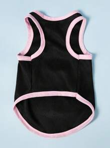 PETSIN 1 件宠物猫狗通用黑色 28 码运动衫复古时尚印花图案休闲舒适狗背心 - 彩色 - 查看 5