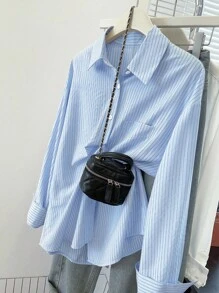 INAWLY Camisa de manga larga a rayas para uso casual/oficina de mujeres