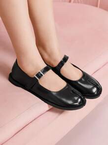 Giày Mary Jane đế bằng mũi tròn màu đen dành cho nữ, gót thấp, phong cách Campus - màu đen - Xem 3