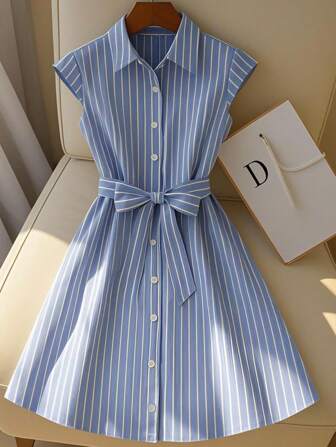 Franclia Women Sleeveless Striped Minimalist Multi-Functional Dress