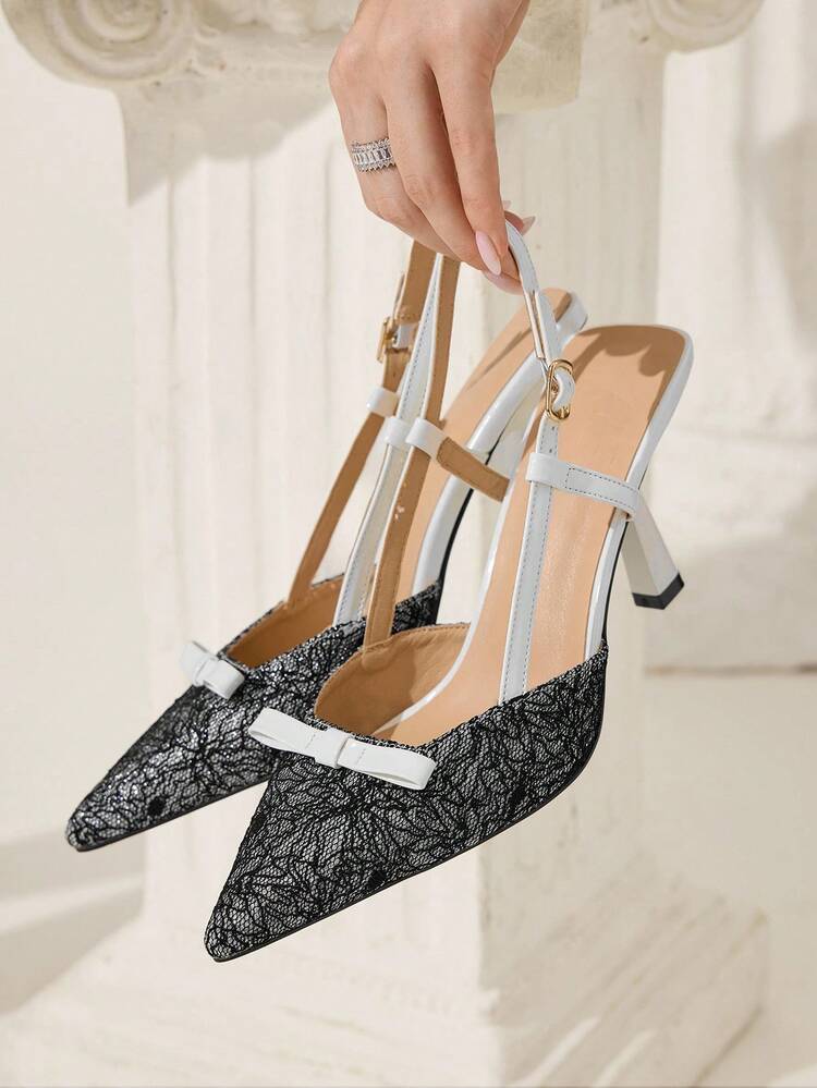 CUCCOO CHICEST Fashionable Women High Heel Pumps With Pearl & Bow Decor, Comfortable Versatile Lolita Style
