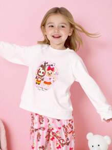 SHEIN Persoplay Kids Felpa da ragazza con collo tondo e maniche a raglan, con stampa digitale carina per uso quotidiano, adatta per l'autunno
