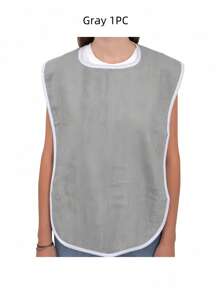 1 件优质吸水布成人围兜 - 男女通用成人围兜；老年人和残疾人用餐布，可调节，厚羊毛围兜衣服保护套，可机洗，蓝色