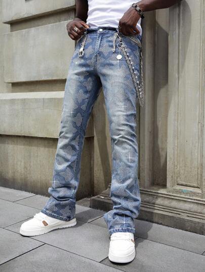 Street Life Jeans évasés à couches scintillantes pour hommes
