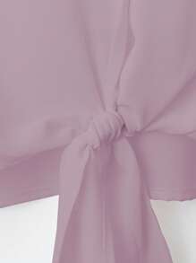 Franclia French Elegant Woven Turndown Collar Long Sleeve Tie-Front Cardigan, New Summer White Women Blouse Casual Outfits Spring Clothes For University Fall Cloth For Women - Purple - View 4