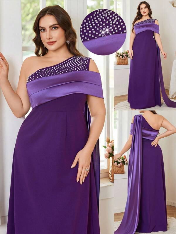 Coutiva Plus Size Formal Evening Gown (Heavy Embellishment)