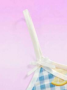 少女格子柠檬印花吊带背心 - 彩色 - 查看 3