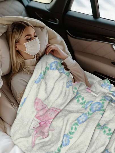 Kawaii 1 pieza Manta de franela impresa. Presenta estampados de mariposas adorables, es suave y cómodo, y se puede usar como cubrecama, funda de sofá, manta para el dormitorio, cubierta de oficina o manta estudiantil. También crea una atmósfera festiva y hace un gran regalo festivo.