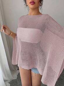 Chiquease Stylish Batwing Cardigan Poncho For Women, Loose Casual Lightweight Knitted Shawl Outwear, Spring/Summer Knitted Sweater Casual Outfits Spring Clothes For University