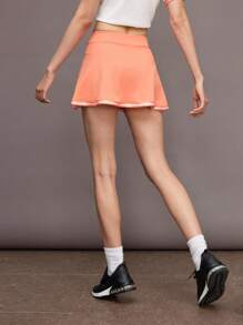 Activina 女式字母印花口袋休闲健身运动裙裤 - 橘色 - 查看 2