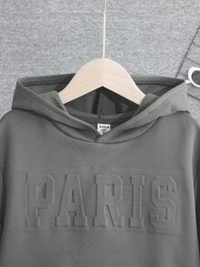 Tween Boy Letter Embossed Long Sleeve Casual Sweatshirt Autumn Winter Clothes For Girl - Grey - View 4