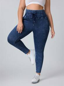 Flexra Casual Fashion Versatile Elastic Waist Plus Size Skinny Jeans,Fall Clothes For Women - Dark Wash - View 5