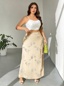 Firerie Damen Große Größen Lässiger, vielseitiger A-Linien Rock für den täglichen Gebrauch - Gelb - Übersicht 5