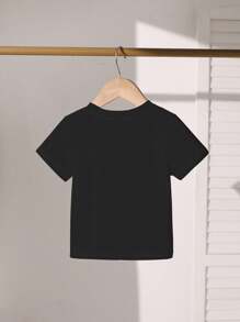 SHEIN Young Boys' Casual Cartoon Style T-Shirt, Crocodile Head & Airplane Print, Paired With "BOMBARDIRO" "CROCODILO" Graphic Short Sleeve Crew Neck T-Shirt, Suitable For Everyday Casual Wear In Summer, School, Campus, College - Multicolor - View 2