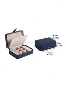 1 Hộp đựng trang sức bằng da (16*11*5cm) Hộp đựng đa năng hai lớp, quà tặng hoàn hảo cho ngày lễ tình nhân, ngày tựu trường - Màu xanh hải quân - Xem 3