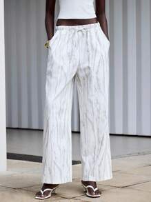 Lumivelle 女士休闲扎染印花裤（随机印花） - 白色 - 查看 5