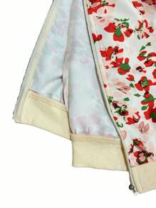 EMERY ROSE Damen lässige Bomberjacke mit Blumen Muster, Frühling & Herbst