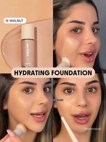 SHEGLAM Skinfinite Hydrating Foundation-Walnut Flawless Dewy Foundation Hydrating Coverage Invisible Pore Concealer Pore-Less Non-Greasy Lightweight Natural Soft Liquid Foundation Brand Beauty Makeup Face Paint Cosmetic For Women Girls Perfect For Spring Summer Ideal For Y2K Fancy Fashion Suitable For Birthday Mother'S Day Gift Rave Party Ready Best Color - Walnut - View 2