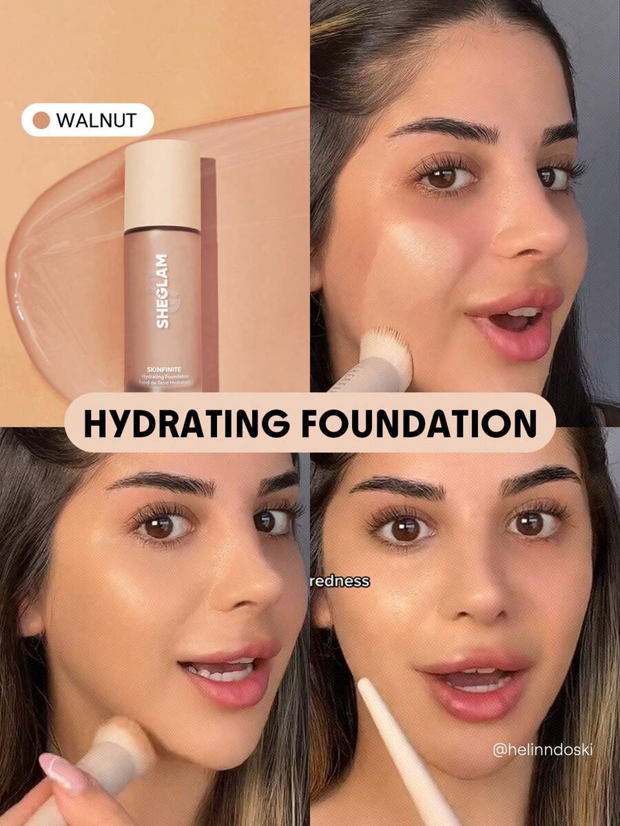 SHEGLAM Skinfinite Hydrating Foundation-Walnut Flawless Dewy Foundation Hydrating Coverage Invisible Pore Concealer Pore-Less Non-Greasy Lightweight Natural Soft Liquid Foundation Brand Beauty Makeup Face Paint Cosmetic For Women Girls Perfect For Spring Summer Ideal For Y2K Fancy Fashion Suitable For Birthday Mother'S Day Gift Rave Party Ready Best Color