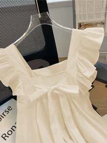 Franclia 女士时尚优雅可爱盖袖衬衫 - 卡其色 - 查看 5