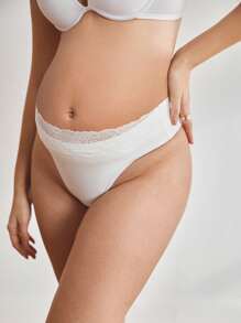 2pcs Maternity Contrast Lace Briefs Set - Multicolor - View 1