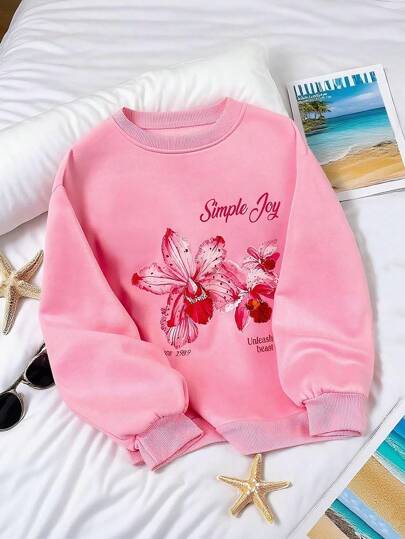 INAWLY Women's Loose Fit Floral Print Vacation Leisure Sweatshirt, Fall Top Graduation,Back To School Outfits,Graduation,Teacher Outfits For Women,Back To School Pullover