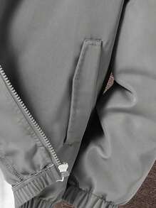 SHEIN 青少年男孩休闲街头日常恐龙印花拉链连帽夹克