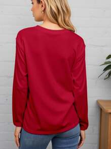 SHEIN LUNE Plus Size V-Neck T-Shirt, Minimalist & Fashionable, Casual Everyday Wear