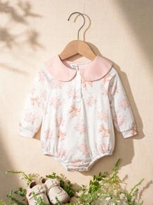Souflis Souflis 1pc Baby/Baby Girl Cute Butterfly Print Lapel Long Sleeve Romper