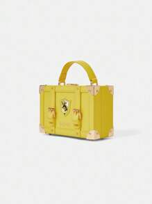 HARRY POTTER X SHEIN 女士时尚字母图案校徽贴片盒形手提包 - 黃色 - 查看 5
