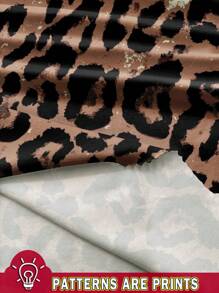 EMERY ROSE 大码豹纹度假休闲宽松连衣裙，适合夏季 - 杏色 - 查看 3