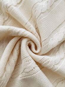 SHEIN 少女蝴蝶结复古可爱圆领套头毛衣，休闲甜美可爱秋冬时尚蝴蝶结毛衣套装 - 米色 - 查看 6