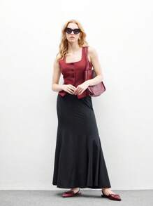 CUCCOO BIZCHIC Women's Pointed Toe Wine Red Strap Buckle Backstrap Flat Shoes, Fashionable & Elegant For Work, Comfortable Mule Shoes For Christmas Spring Shoes - Burgundy - View 10