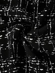 Ellevyn 女士优雅格纹翻领长袖外套裤装套装，适合派对和晚宴等场合，秋冬季女士办公着装。 - 黑與白 - 查看 3