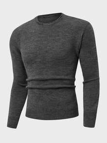 EURMUSE Men Letter Pattern Solid Casual Regular Sweater - Brown - View 3