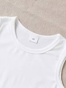 4件套男童基础款宽松圆领无袖上衣，灰色、白色、藏蓝色、黑色各一件，夏季款 - 彩色 - 查看 6