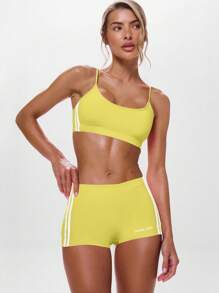 Musera Sport Low Rise Micro Mini Shorts Active Workout Gympadel, Tennis, Pickleball Fitness - Yellow - View 5