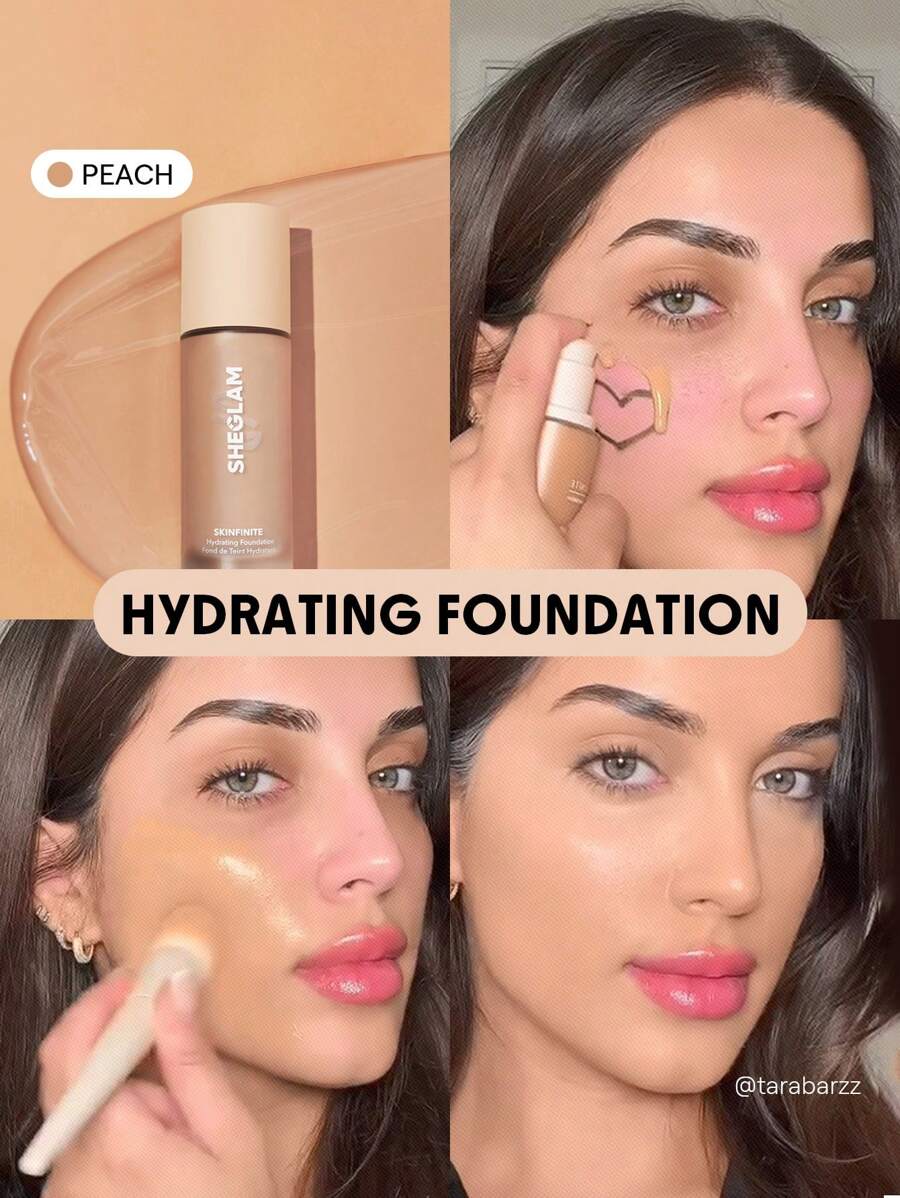 SHEGLAM Skinfinite Hydrating Foundation-Peach Flawless Dewy Foundation Hydrating Coverage Invisible Pore Concealer Pore-Less Non-Greasy Lightweight Natural Soft Liquid Foundation Brand Beauty Makeup Face Paint Cosmetic For Women Girls Perfect For Spring Summer Ideal For Y2K Fancy Fashion Suitable For Birthday Mother'S Day Gift Rave Party Ready Best Color