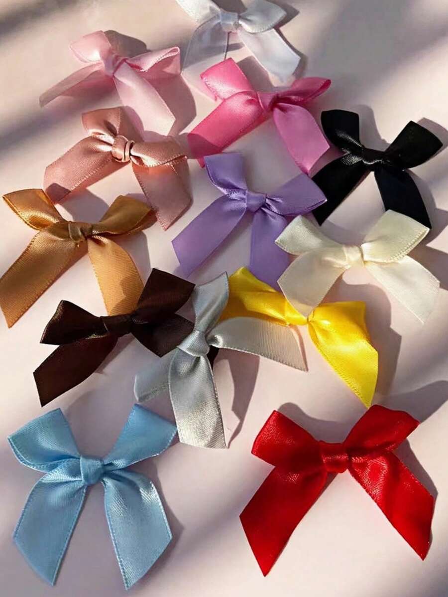 20 piezas de lazos y flores de cinta de unicolor, accesorios para el cabello hechos a mano, adecuados para envolver regalos, fundas de teléfono, decoraciones de ropa - Multicolor - Ver 1