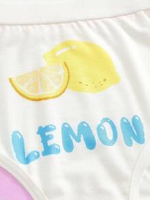 3条装少女柠檬印花无缝舒适内裤 - 彩色 - 查看 4