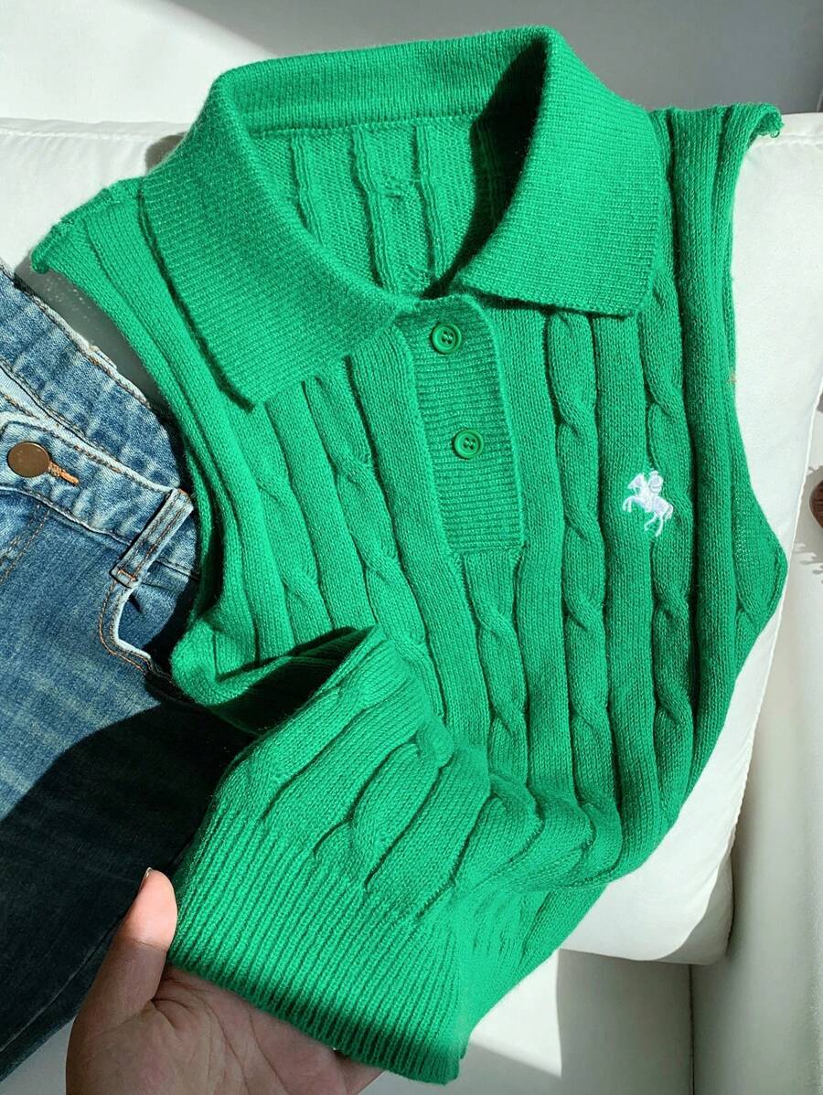 Comfortcana 女士休闲针织无袖上衣，绿色 - 綠色 - 查看 1