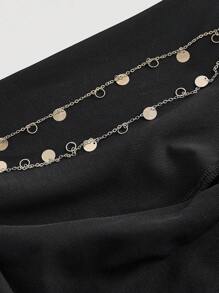 SHEIN MOD Backless Sequin Chain Plunging Neck Fitted Slit Fishtail Dress,Fall / Winter Dress,Western Wear Women,Country Concert Outfit,Old Money Style Women,Dresses For Women Party, Black Dress, Black Mermaid Dress, Black Formal Dress, Black Evening Gown