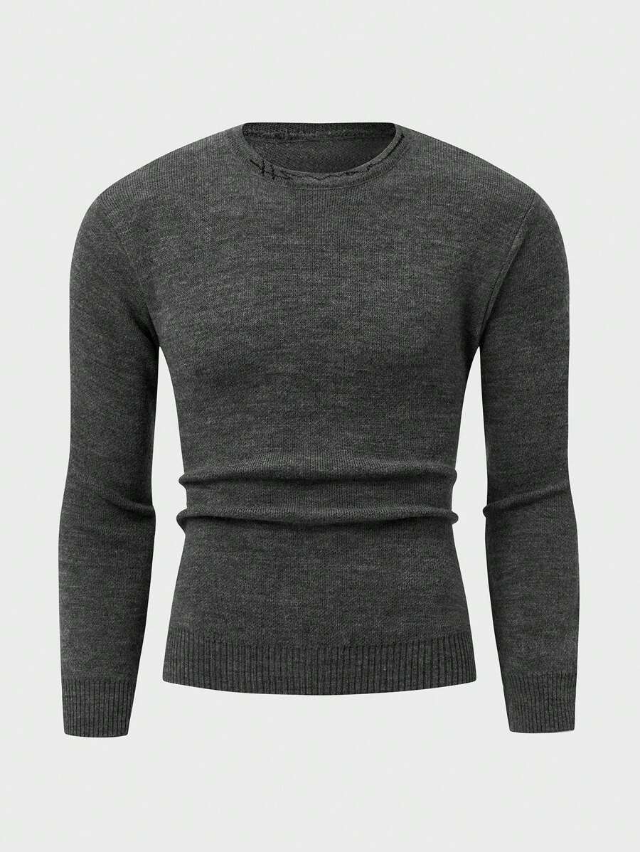 EURMUSE Men Letter Pattern Solid Casual Regular Sweater - Brown - View 1