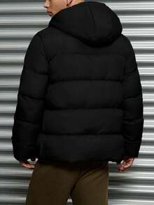 Men's Young Casual Textured Grid Fabric Slim Fit Padded Coat