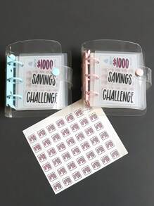 Savings Binder L $1000 Savings Challenge New Reusable Budget Book With Cash Envelopes Frosted Cover Money Organizer For Cash Savings Challenges Notebook Binder Organizer - Multicolor - View 2